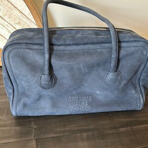 Marge Sherwood soft Boston.  Blue Leather Handbag